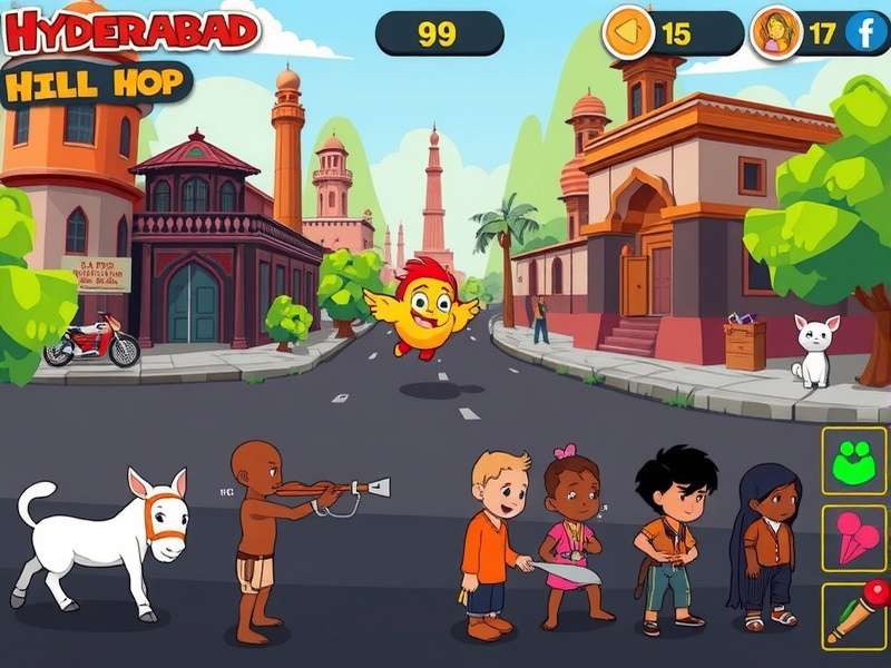 Hyderabad Hill Hop Puzzle Mechanics Hyderabad Hill Hop puzzle interface showing cultural elements and game controls