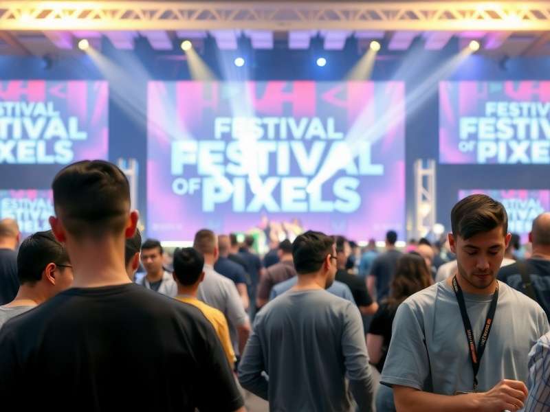 Main Stage at Festival Of Pixels Festival Of Pixels main event stage with enthusiastic attendees