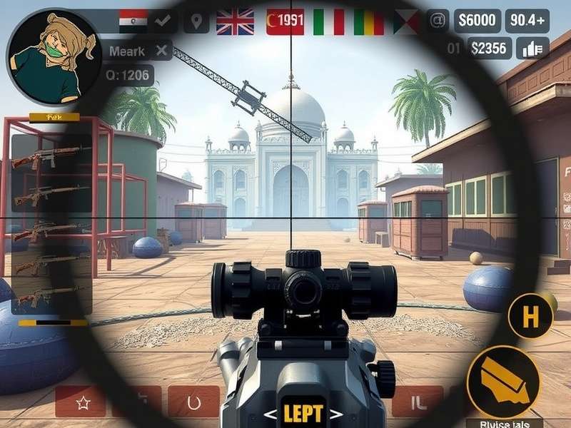 Sniper King Of India gameplay screenshot showing sniper scope view