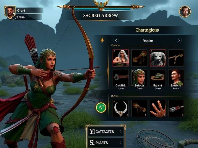 Character customization screen in Sacred Arrow Odyssey