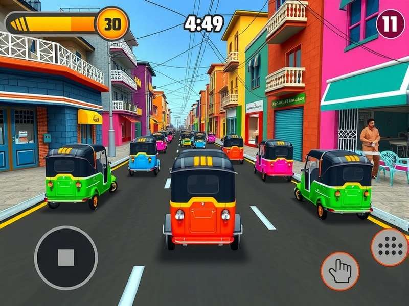 Various customized rickshaws in Rickshaw Rush Gali