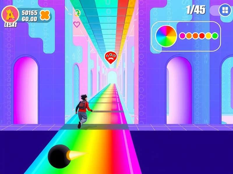 Color Burst Runner gameplay screenshot showing vibrant colors and character