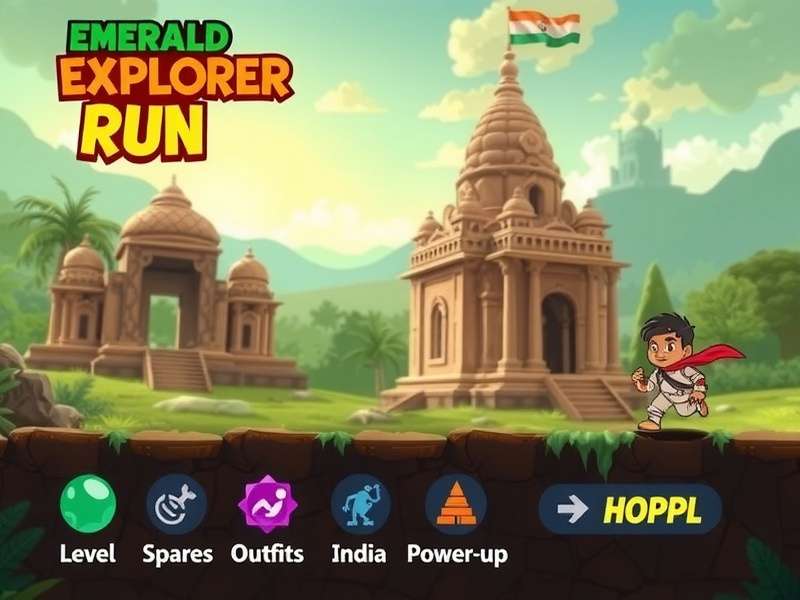 Emerald Explorer Run level progression map showing various Indian landmark locations
