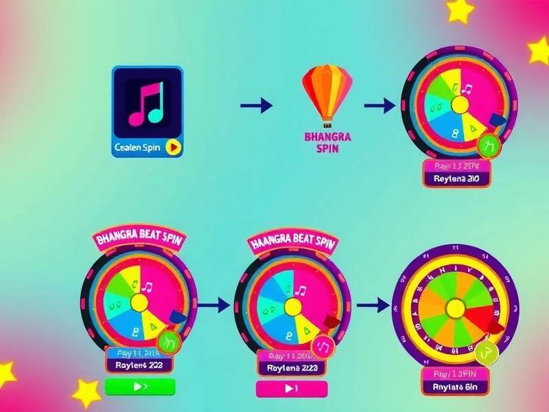 Colorful visual elements and user interface of Bhangra Beat Spin