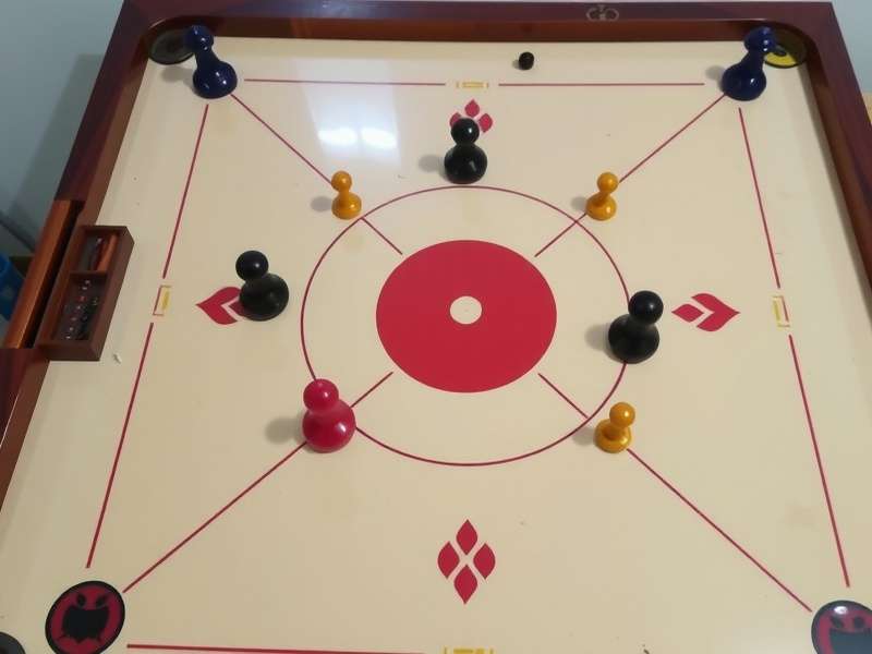 Traditional Carrom Dash board setup with pieces