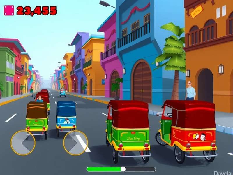 Rickshaw Rush Gali gameplay screenshot showing colorful Indian streets