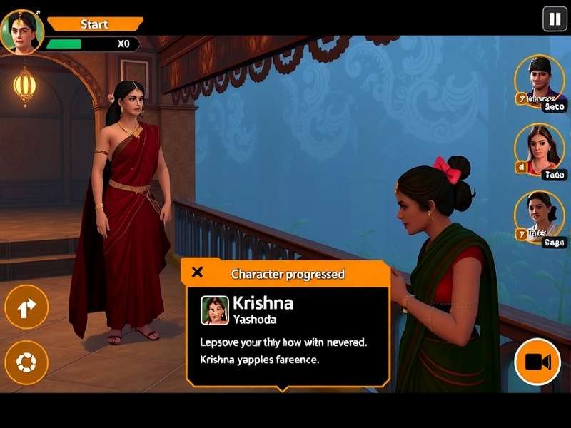 Krishna S Yashoda Bond gameplay screenshot showing characters and environment