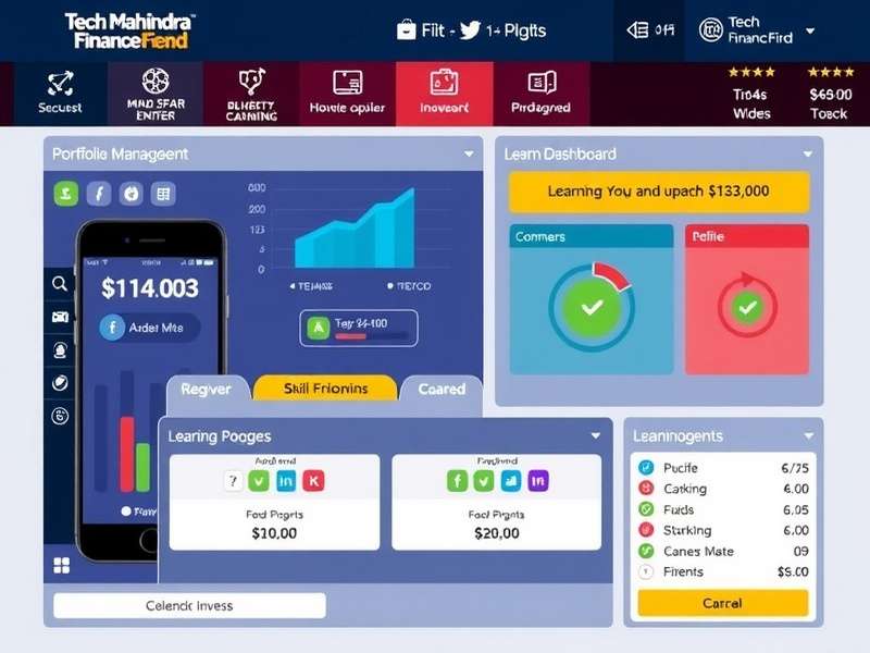 Learning Progress in Tech Mahindra Finance Fiend Tech Mahindra Finance Fiend learning dashboard showing progress tracking and skill development