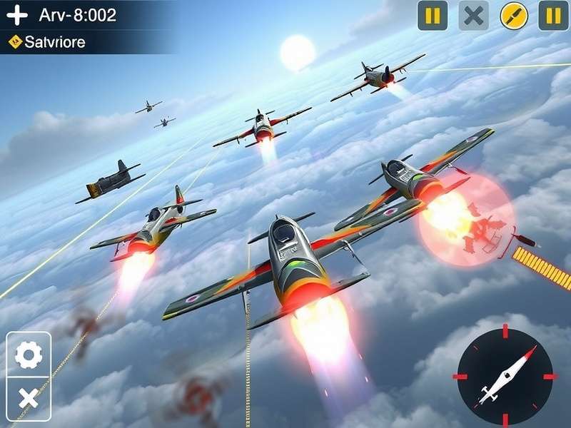 Aerial Warfare Wizard - Intense Dogfight Action Aerial Warfare Wizard gameplay screenshot showing intense dogfight action