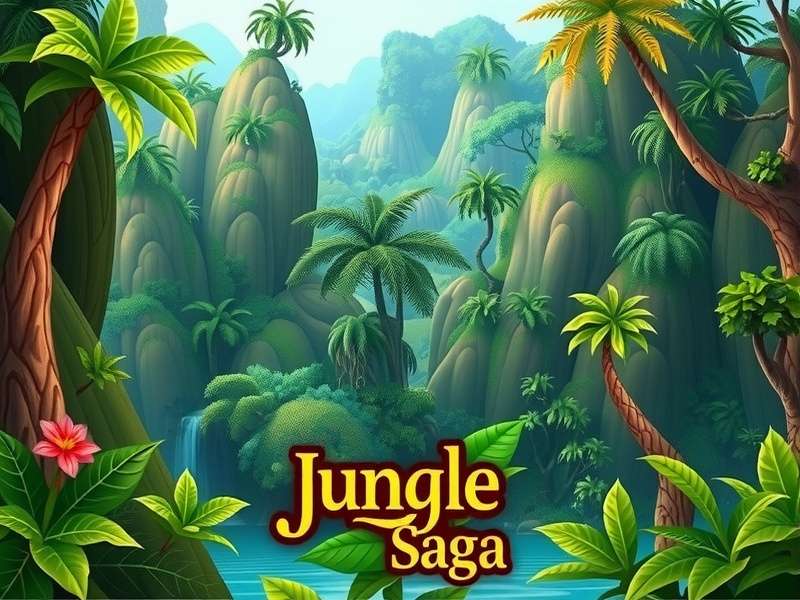 Jungle Leaf Saga gameplay screenshot showing colorful jungle environment