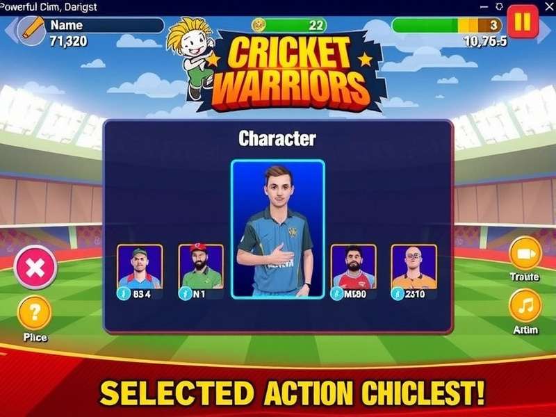 Character Selection in Powerful Cricket Warriors Powerful Cricket Warriors Character Selection Screen