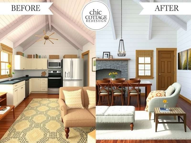 Chic Cottage Redesign gameplay showing home renovation interface