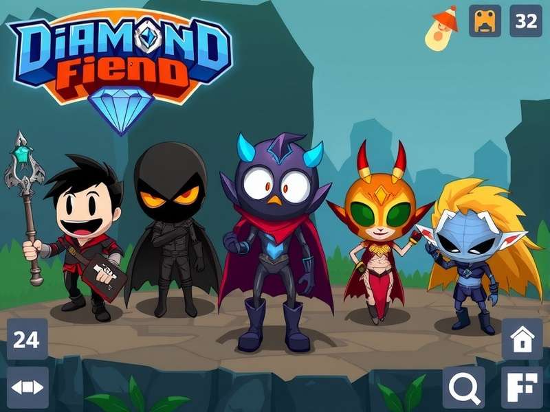 Diamond Fiend Adventure character lineup showing main heroes