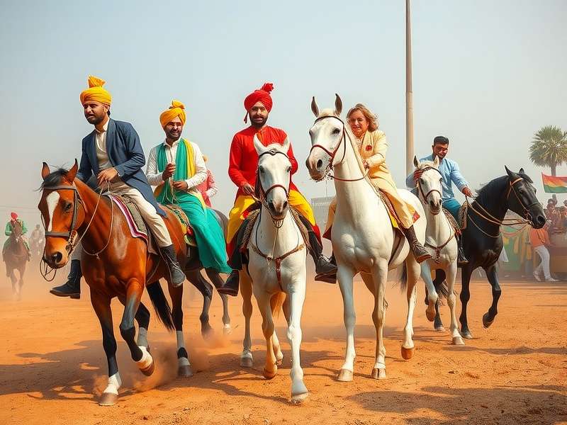 Traditional Hindustani Horse Competition Hindustani Horse competition showing riders in traditional attire