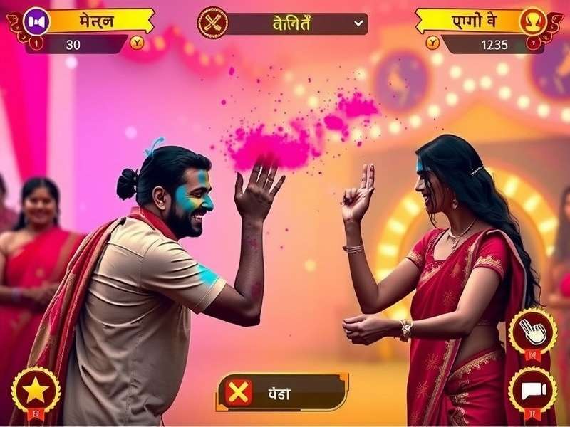 Joyful Holi Gala gameplay showing colorful festival celebration