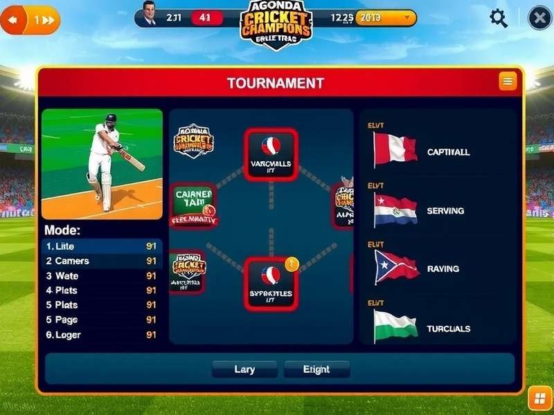 Tournament Mode in Agonda Cricket Champions Agonda Cricket Champions tournament mode interface