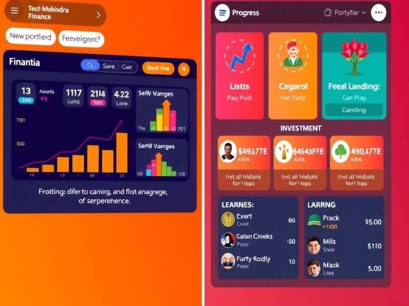 Portfolio Management in Tech Mahindra Finance Fiend Tech Mahindra Finance Fiend portfolio management screen showing various investment options