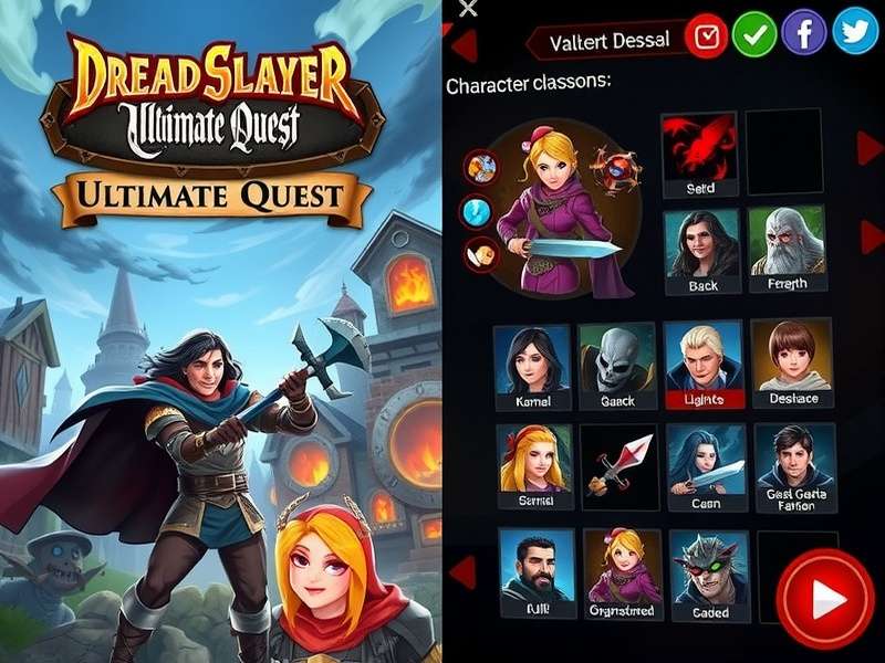 Character selection screen showing different classes in Dread Slayer Ultimate Quest