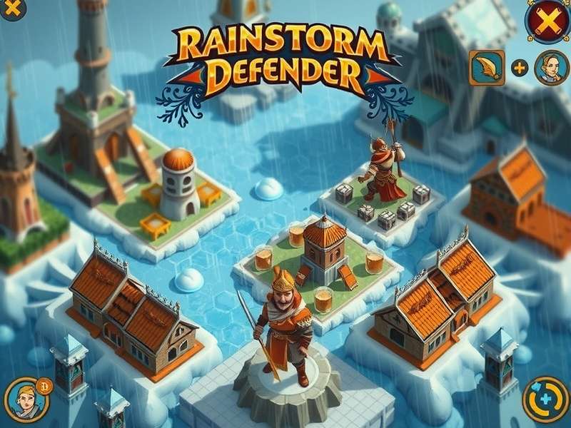 Advanced defensive setup in Rainstorm Ruler Defender showing tower placement strategies