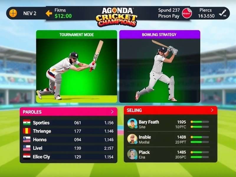 Agonda Cricket Champions Batting Interface Agonda Cricket Champions gameplay screenshot showing batting interface