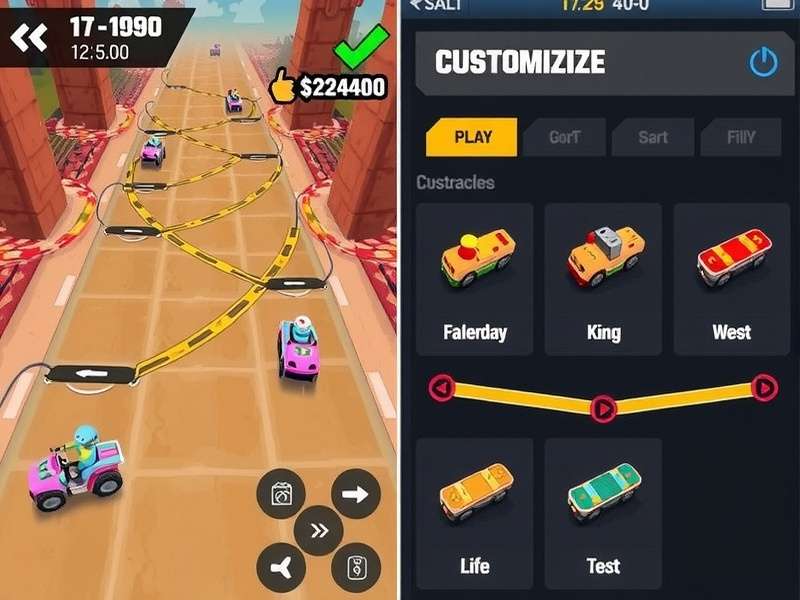 Rapid Rollers Ace level design showing obstacles and power-ups