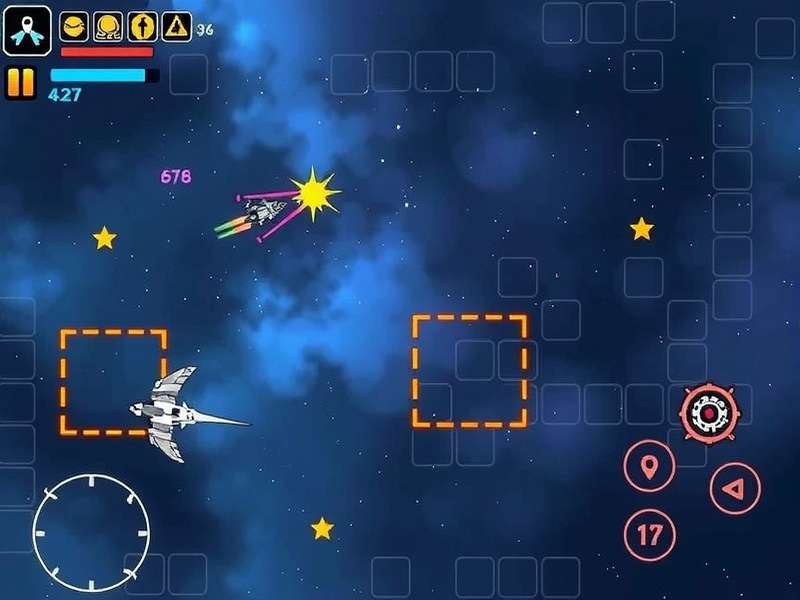 Cosmic Sky Fighters gameplay screenshot showing space combat