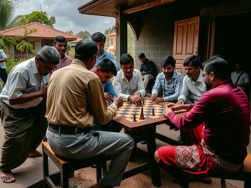 Historical depiction of Panchgani Hill Hustler being played in traditional setting