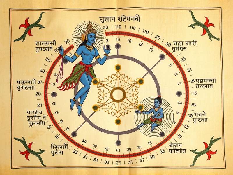 Ancient Indian manuscript depicting spiritual rituals