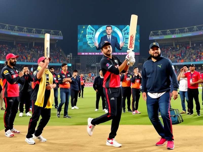 Bangalore Cricket Blasters with IPL Trophy Bangalore Cricket Blasters trophy celebration